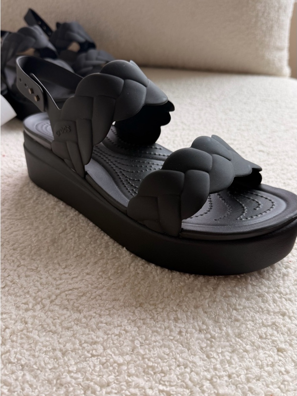 CROCS Brooklyn Black Braided Platform Sandal